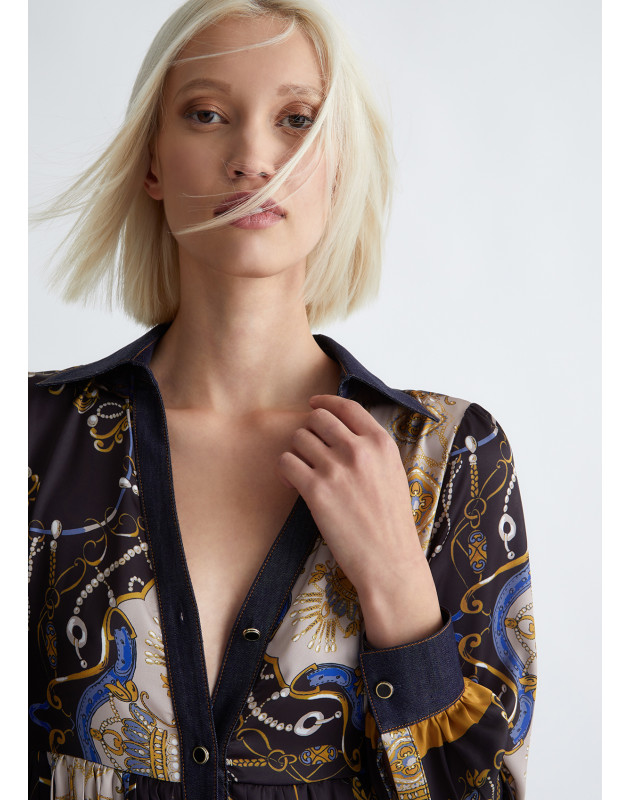 LIU JO - Vestito chemisier con stampa foulard