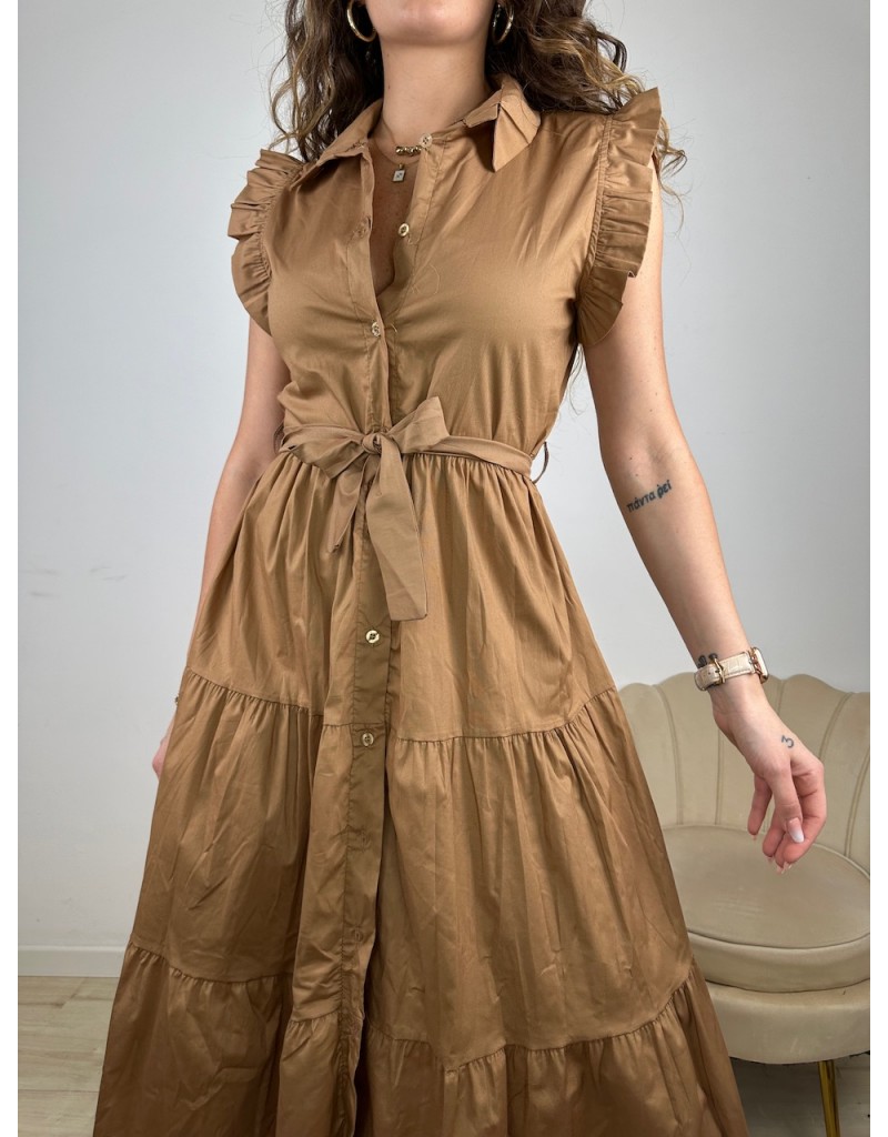 LONG DRESS CHEMISIER CARLA CAMEL