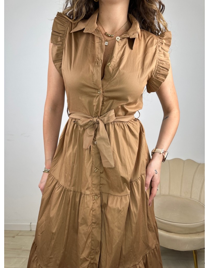 LONG DRESS CHEMISIER CARLA CAMEL