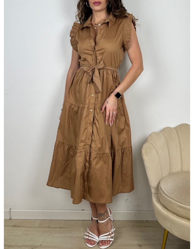 LONG DRESS CHEMISIER CARLA CAMEL