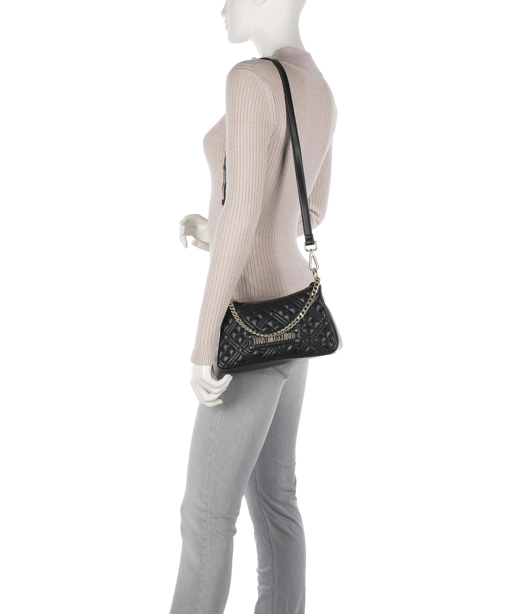  Love Moschino Quilted Borsa a spalla pelle sintetica nero  