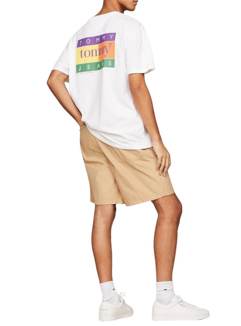 Maglietta Tommy Jeans Summer Flag Bianca per Uomo