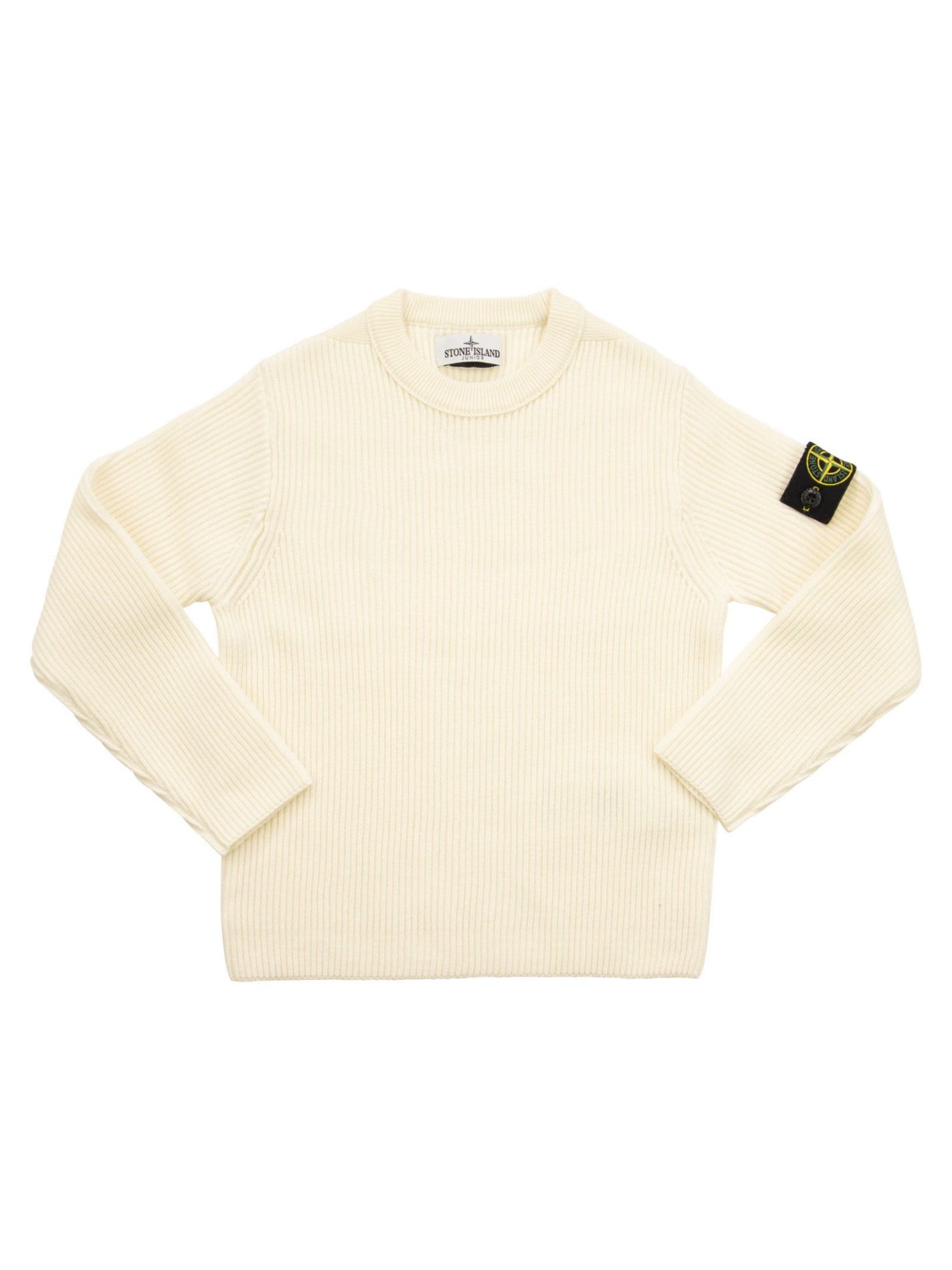 Maglione a coste con badge Stone Island sul braccio