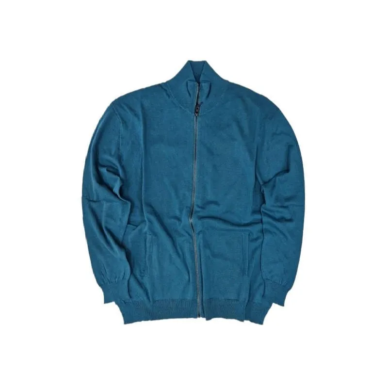 Maglione Maxfort zip intera in cotone verde ottano