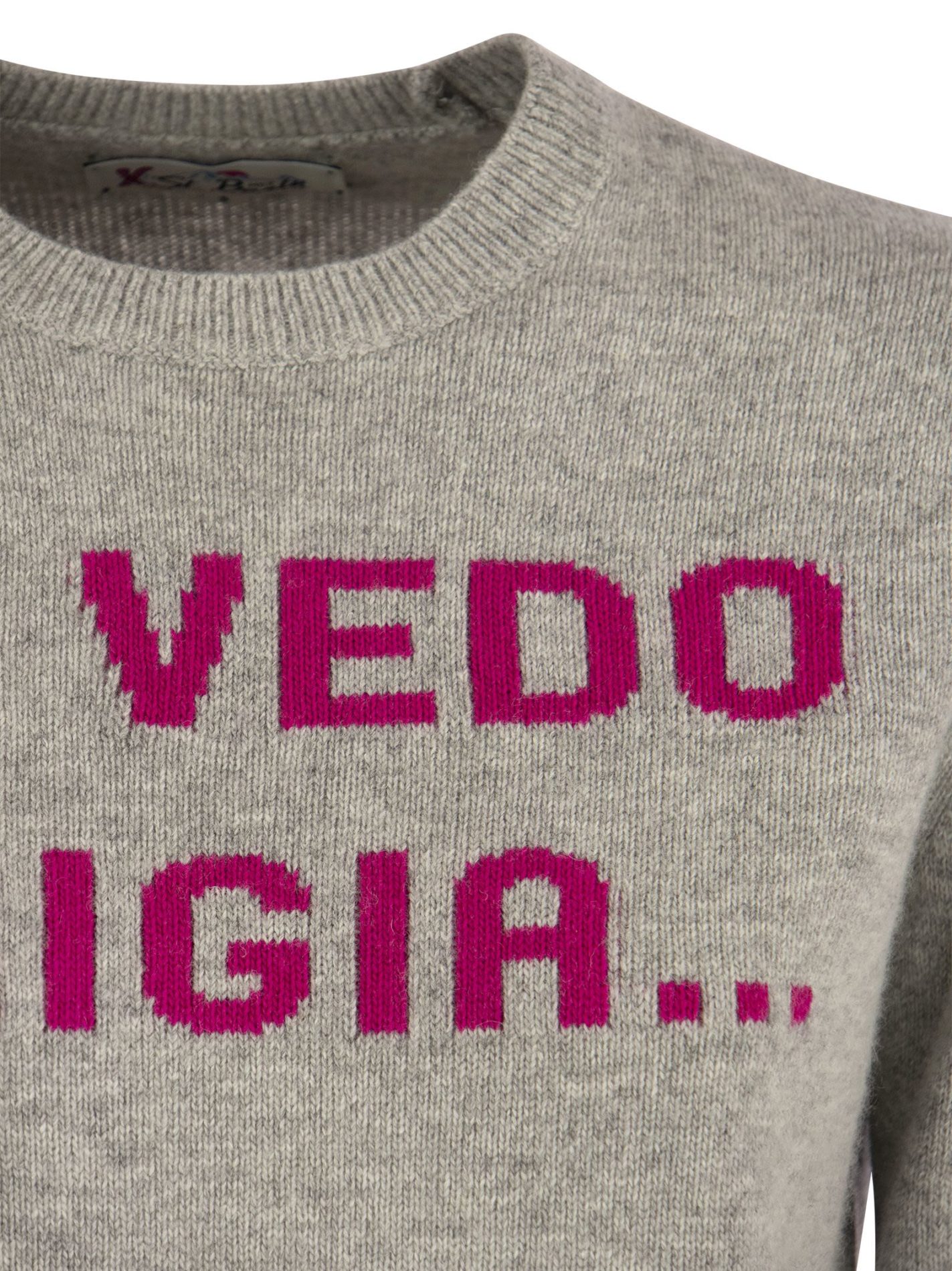 Maglione misto lana e cachemire con ricamo LA VEDO GRIGIA