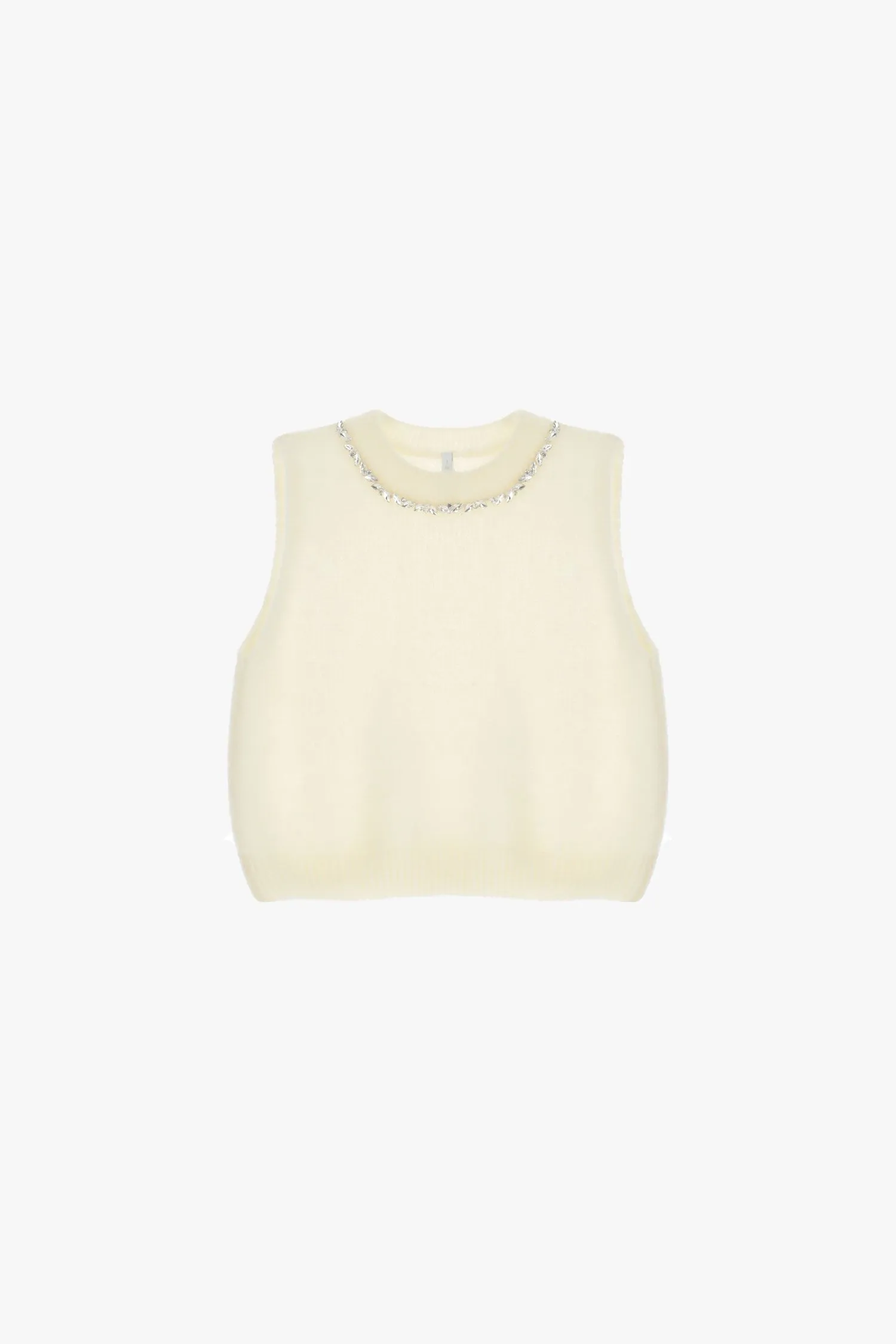   Maglione smanicato con scollo tondo     