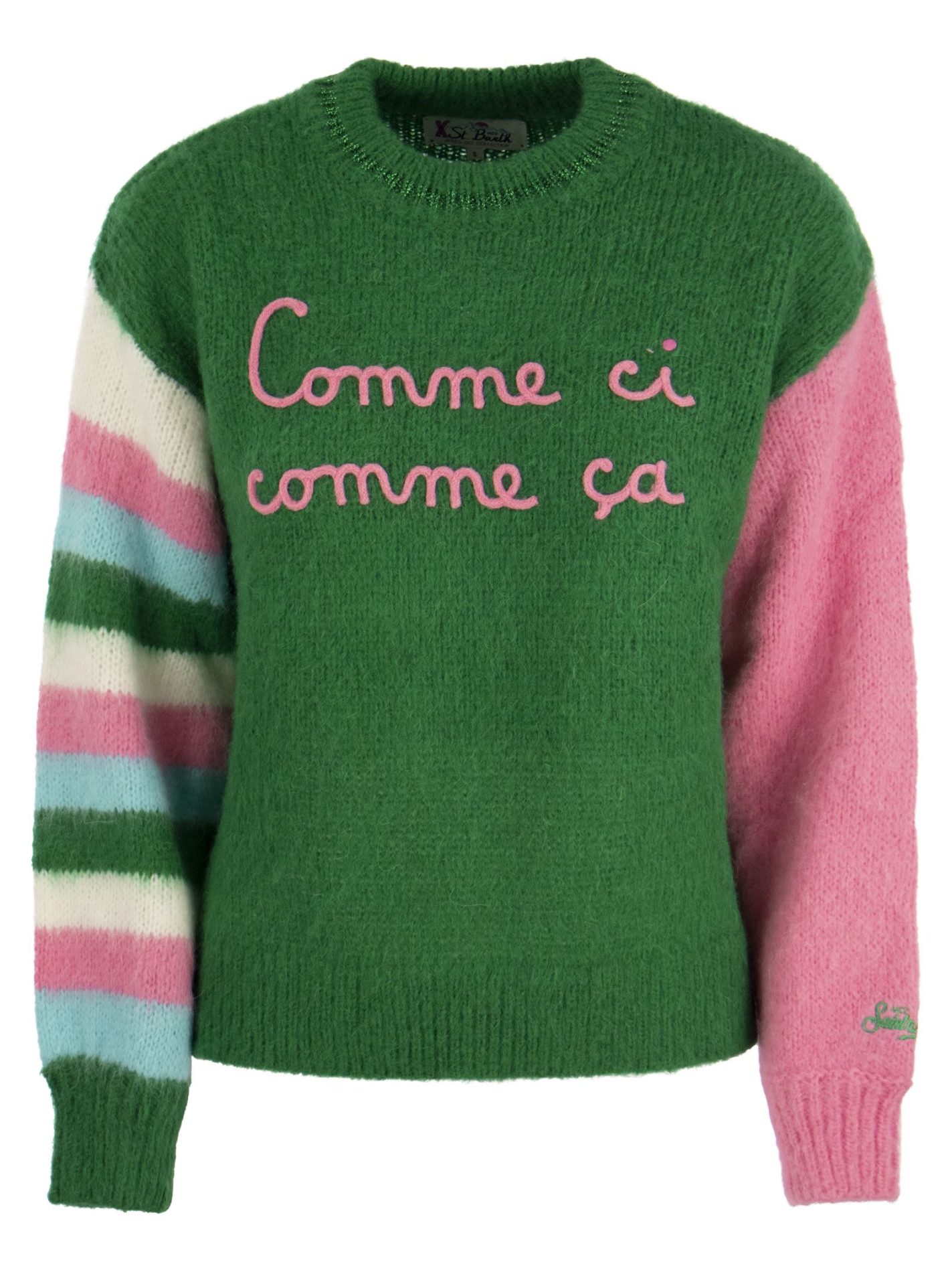 Maglione spazzolato a girocollo con scritte