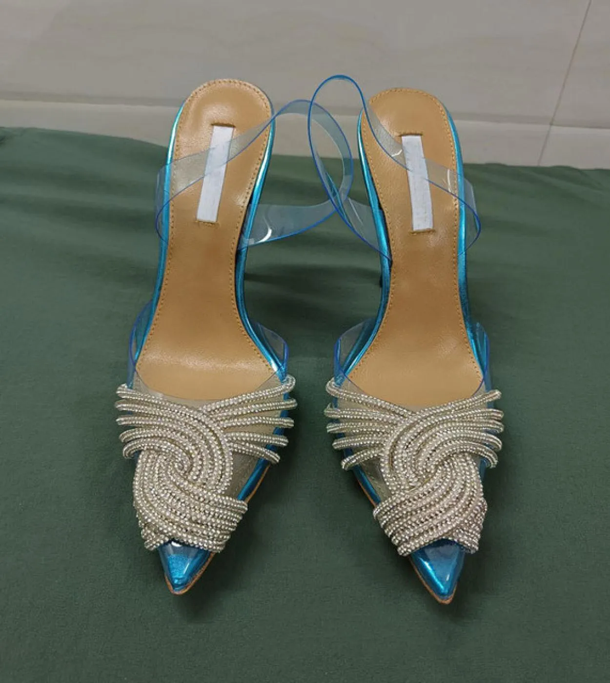 Marca 10 centimetri Sottili Tacchi Alti Sandali Delle Donne di Modo Pvc Trasparente Strass Slingbacks Sandali Gladiatore Summer