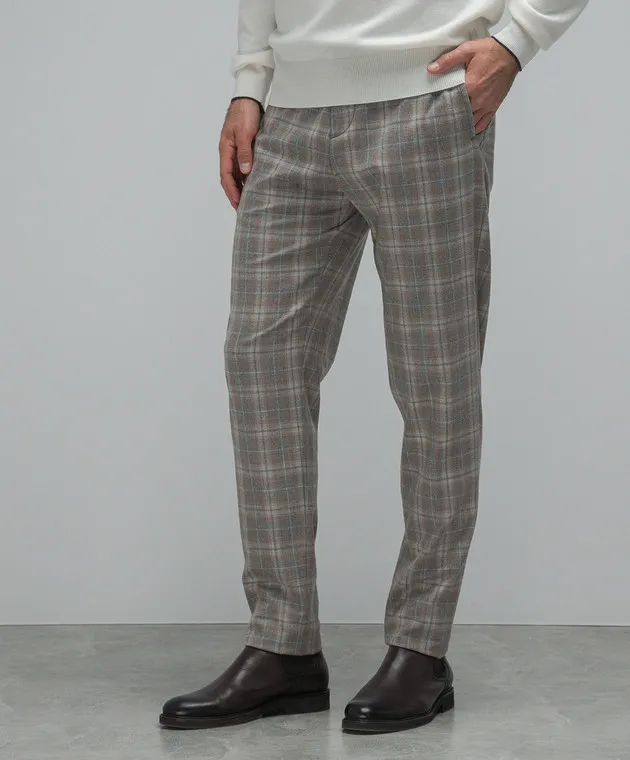 Marco Pescarolo Pantalone Chiaiam in cashmere check beige CHIAIAM4844