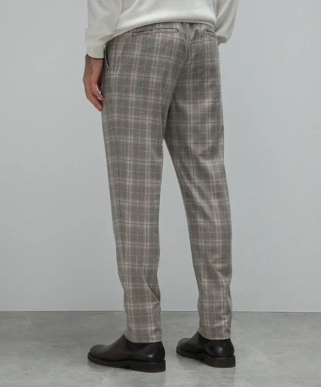 Marco Pescarolo Pantalone Chiaiam in cashmere check beige CHIAIAM4844