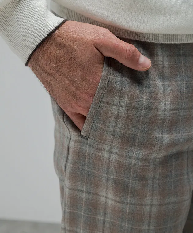 Marco Pescarolo Pantalone Chiaiam in cashmere check beige CHIAIAM4844