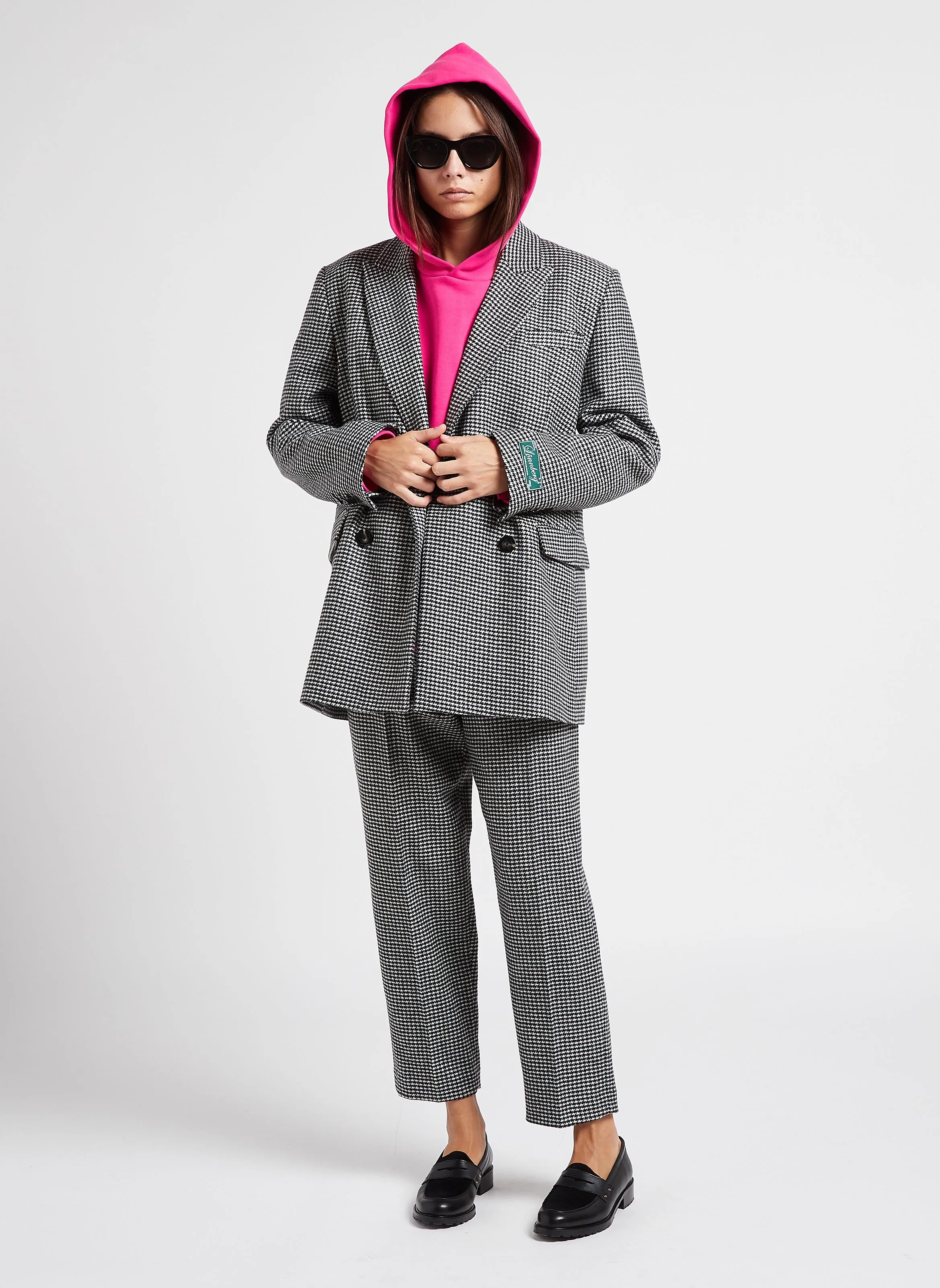  MARGAUX LONNBERG   WILBY - Giacca tailleur oversize in misto lana stampata | Grigio