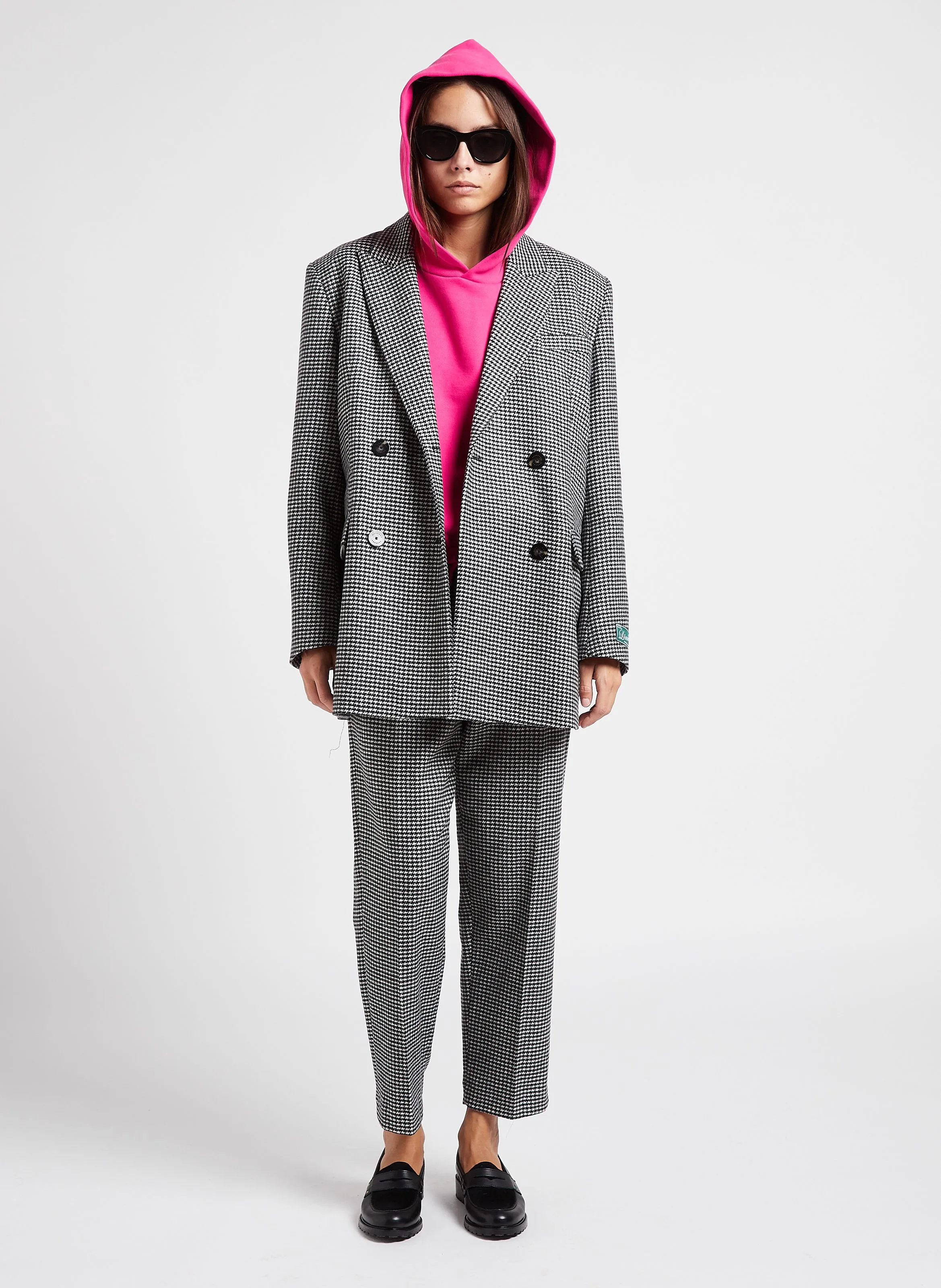  MARGAUX LONNBERG   WILBY - Giacca tailleur oversize in misto lana stampata | Grigio