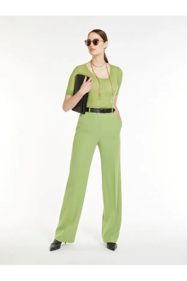 Max Mara Agami Pantaloni in crêpe satin di lana