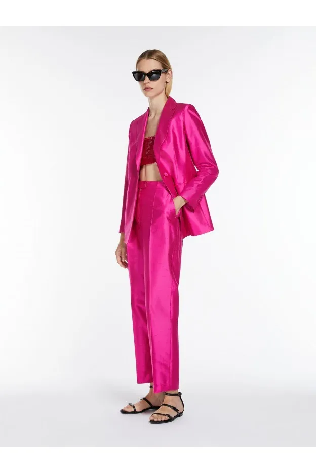 Max Mara Valanga Pantalone dritto in shantung di seta