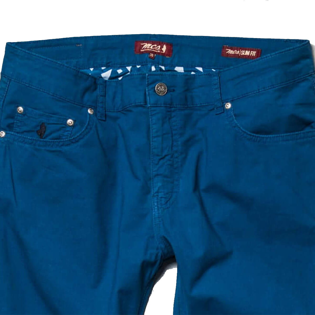 MCS pantaloni uomo cinque tasche in gabardina stretch colore indigo blue