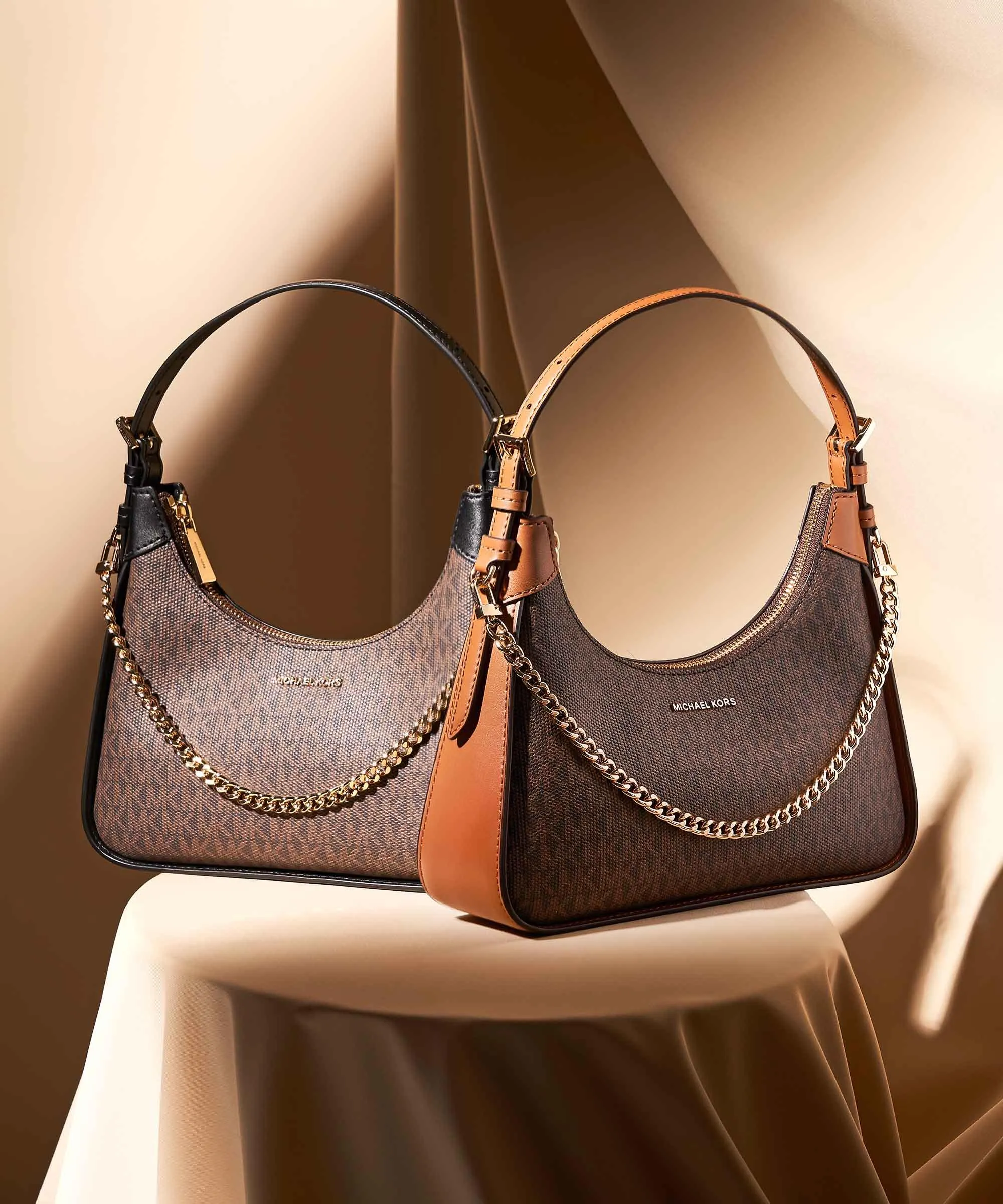  Michael Kors Wilma Borsa hobo tela marrone scuro  