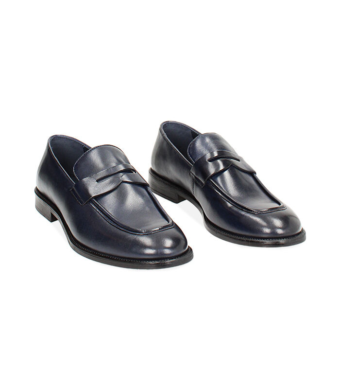 Mocassini blu navy in pelle