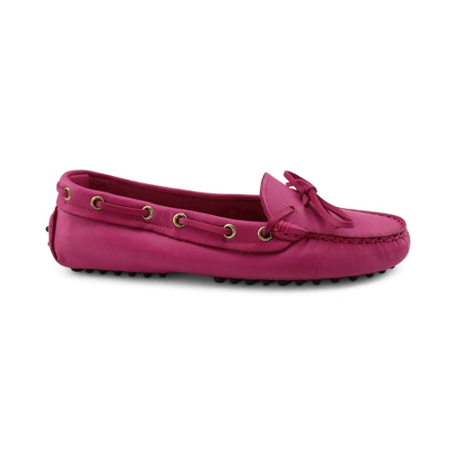 Mocassini fucsia in pelle con gommini
