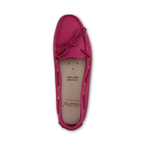 Mocassini fucsia in pelle con gommini
