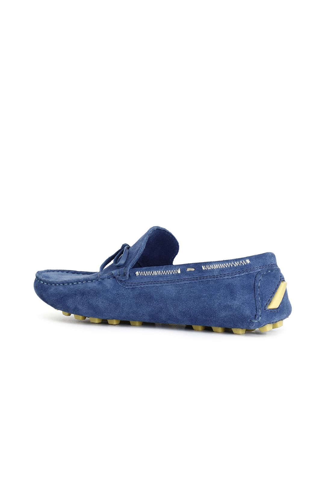 mocassini in pelle scamosciata con fiocco denim