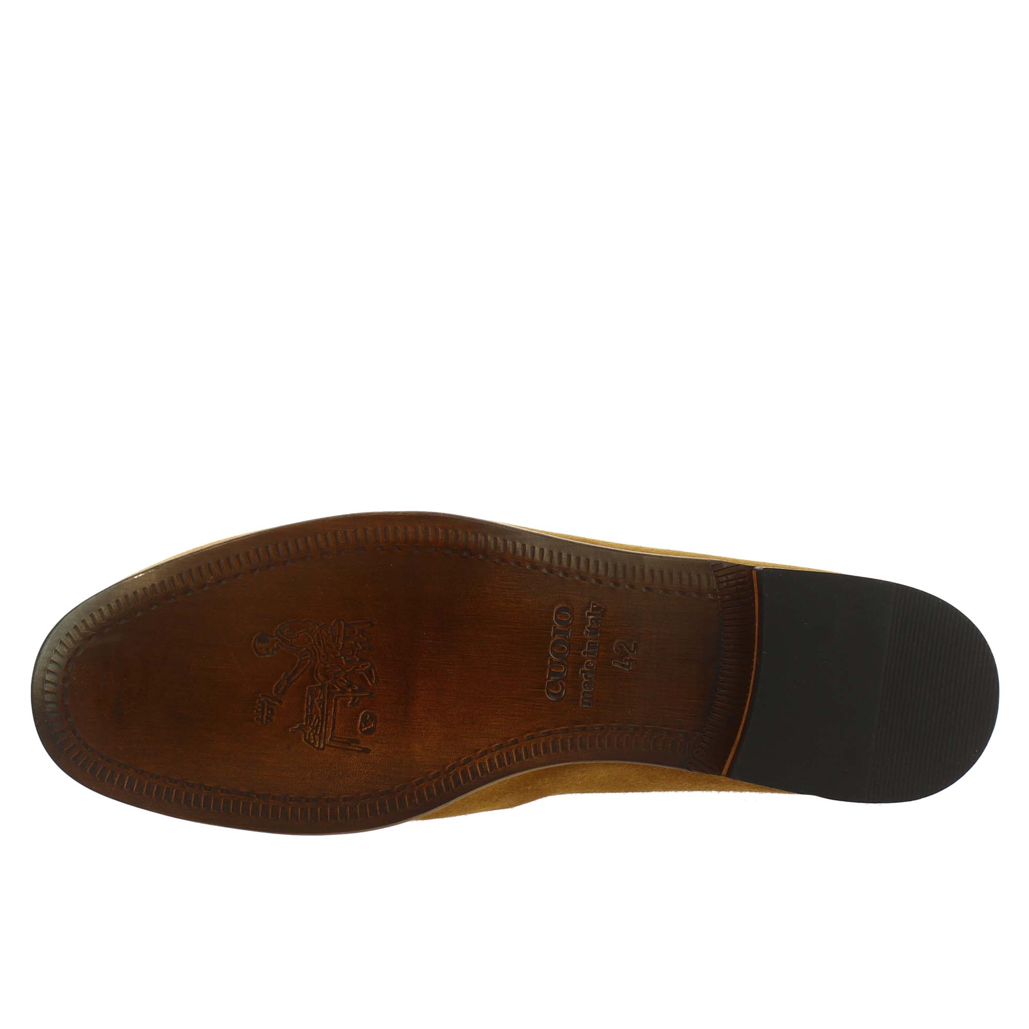Mocassini slip-on da uomo fatti a mano in pelle di camoscio marrone