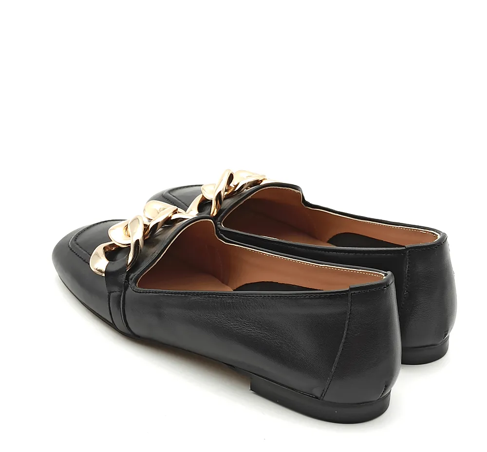 Mocassino Donna in pelle con catena Jeans Altramarea 9831NAPPA NERO