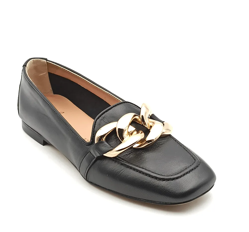 Mocassino Donna in pelle con catena Jeans Altramarea 9831NAPPA NERO