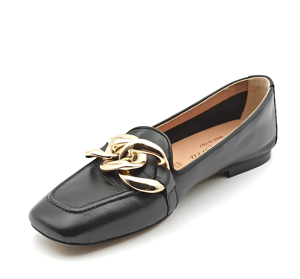 Mocassino Donna in pelle con catena Jeans Altramarea 9831NAPPA NERO
