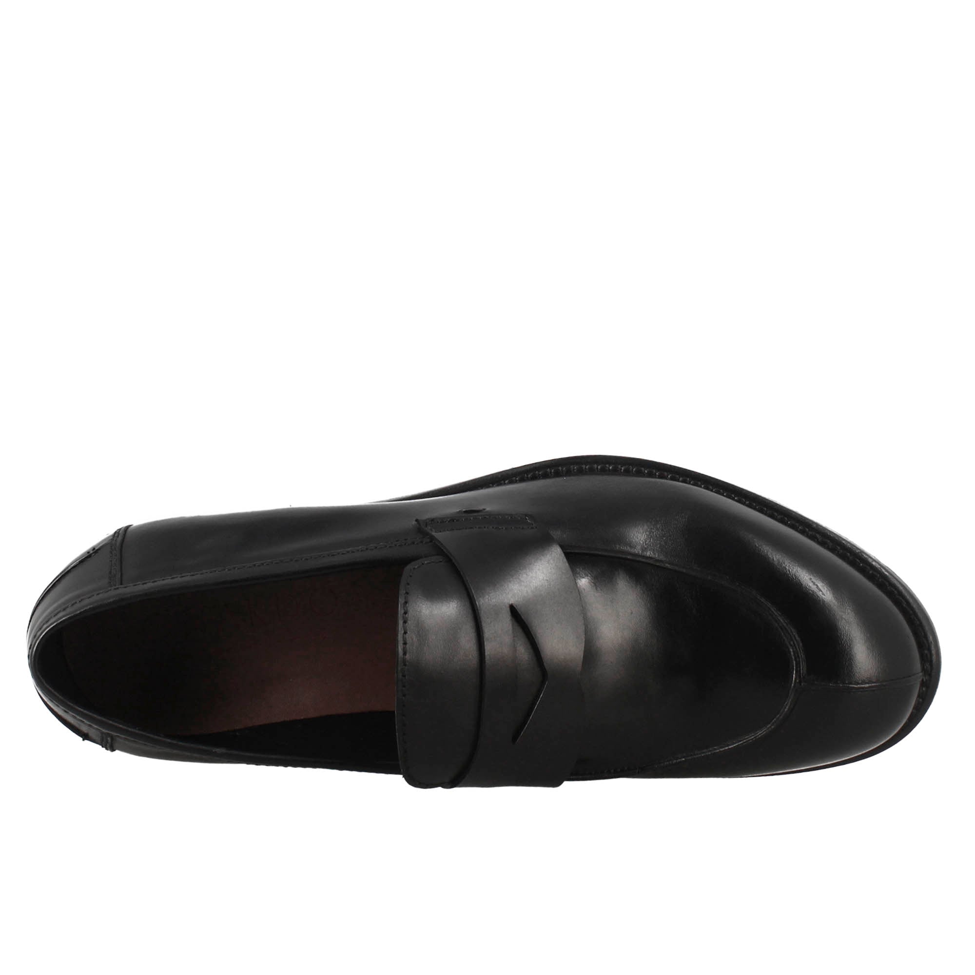 Mocassino nero vintage elegante da uomo in pelle liscia