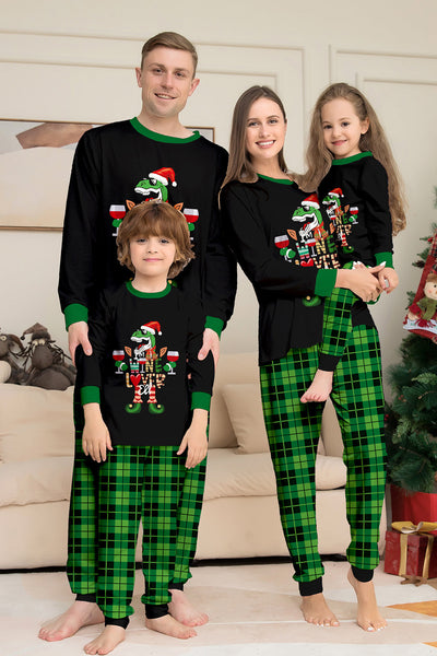 Natale Famiglia Wine Lover Dinosaur Stampa Pigiama Set