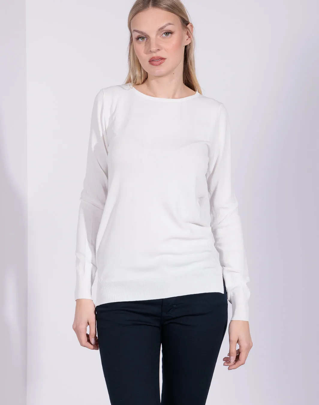 Norma Summer Edition - Maglia in filato scollo tondo e spacchetti laterali