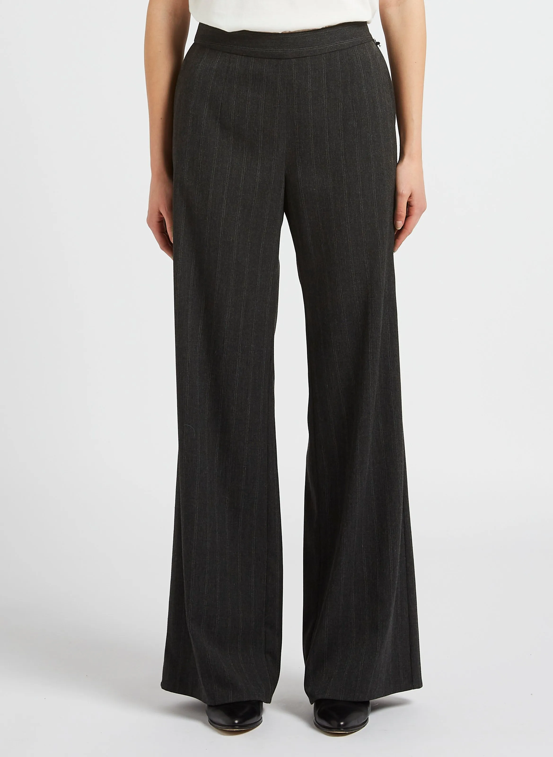  ONE STEP   PETRO - Pantaloni a righe a vita alta | Grigio