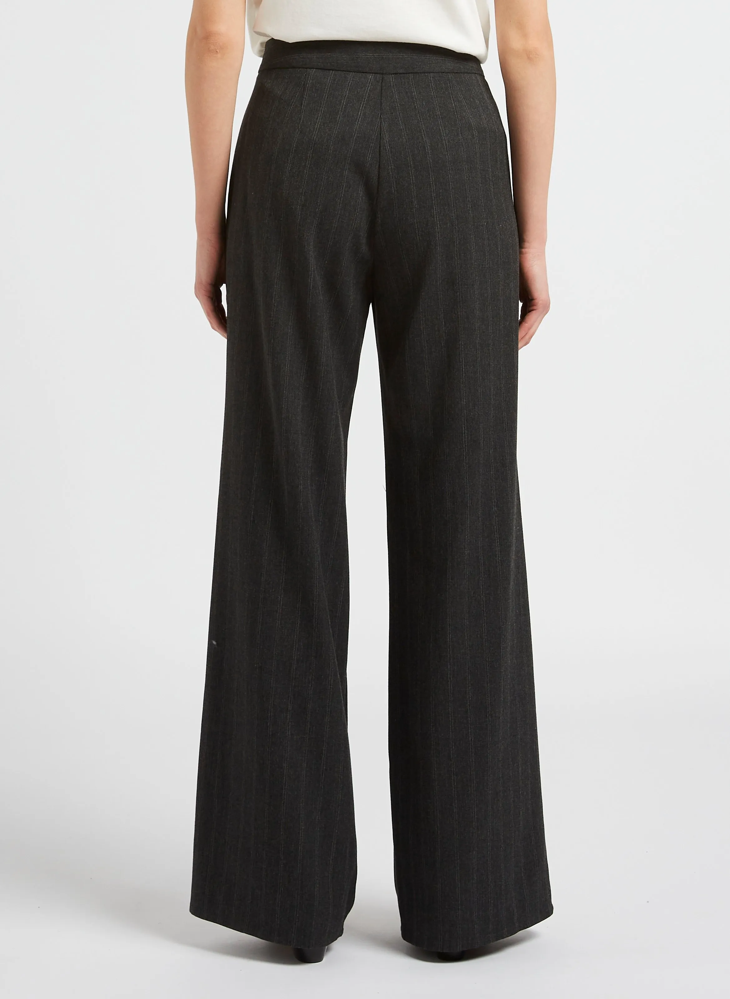  ONE STEP   PETRO - Pantaloni a righe a vita alta | Grigio