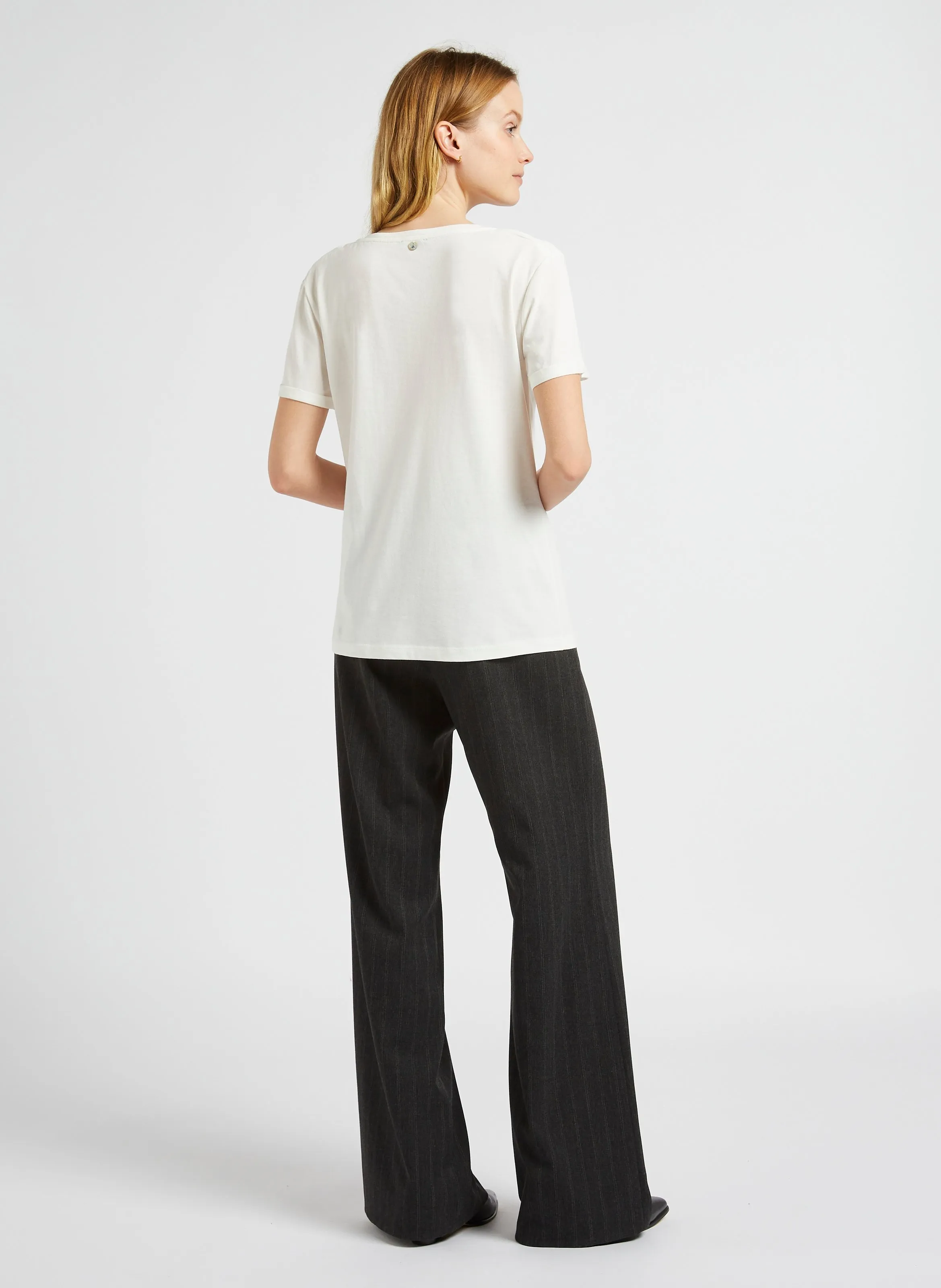  ONE STEP   PETRO - Pantaloni a righe a vita alta | Grigio