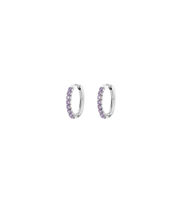 Orecchini Cerchietto Donna Gioielli Brosway Desideri in acciaio con zirconi ametista mm 21 beie021