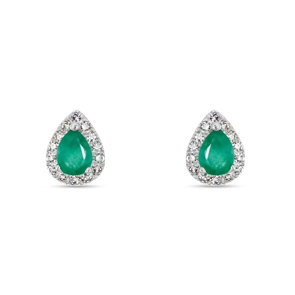 Orecchini Lobo Punto Luce Goccia Charlotte Oro Bianco 375/1000 Smeraldo 0,3 ct Diamante Bianco 0,09 ct 1409962