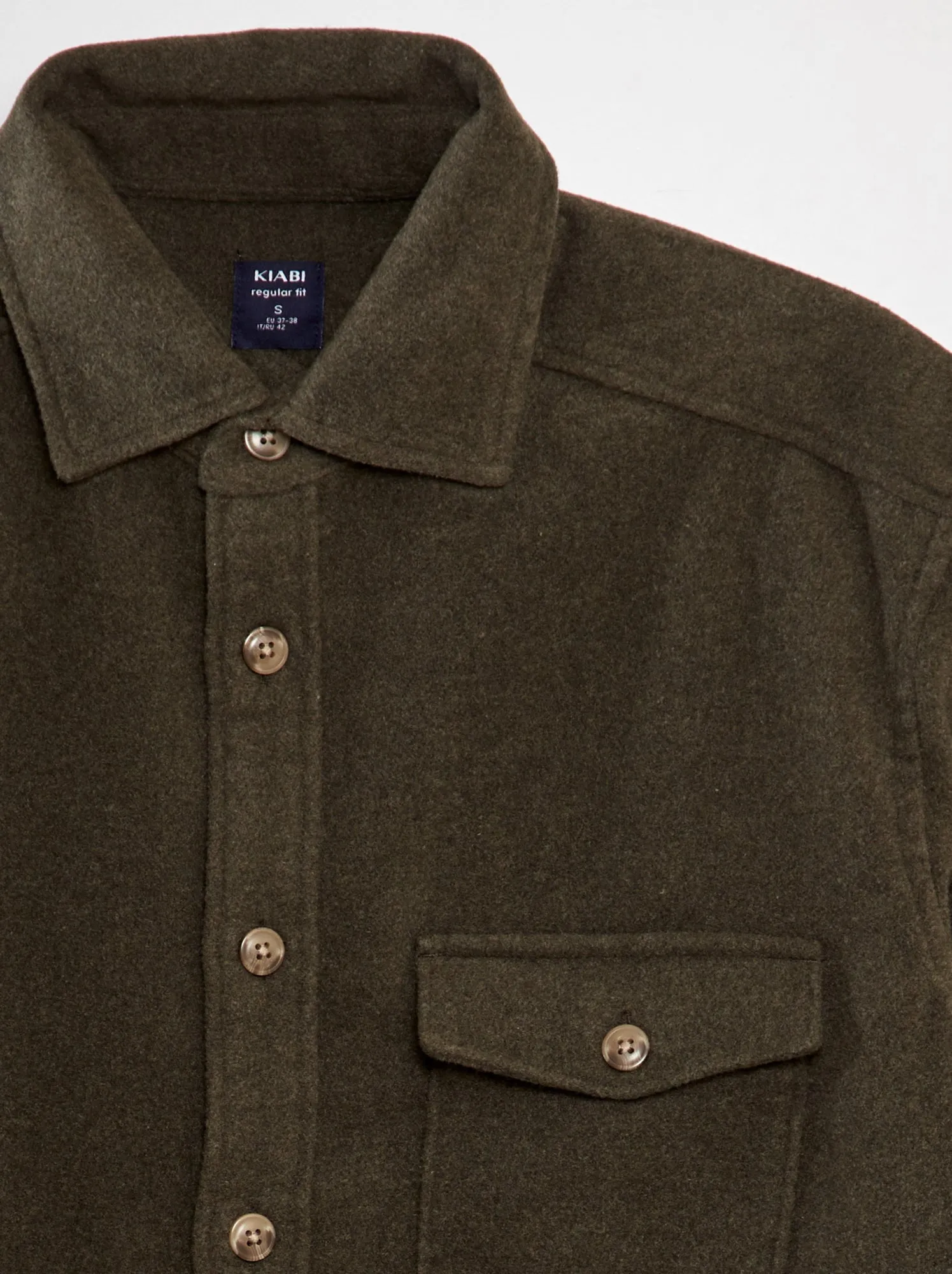 Overshirt in lana modello dritto - KAKI