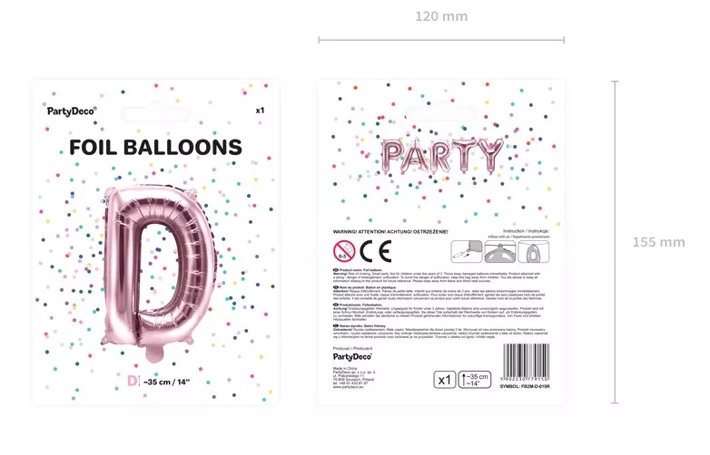 Palloncino lettera D rosa metallico 35 cm