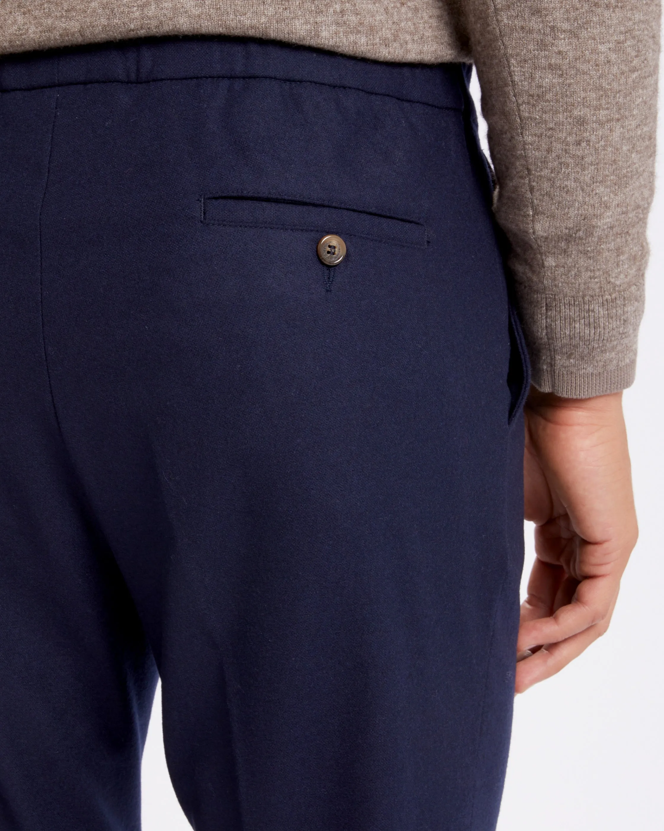 Pantalone chino con coulisse in lana pesante blu straight  fit