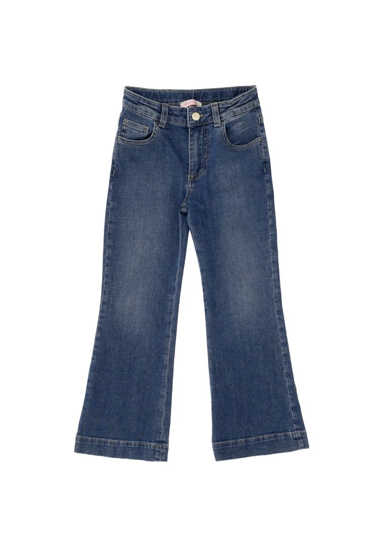 Pantaloni bambina a palazzo monocolour con tasche americane