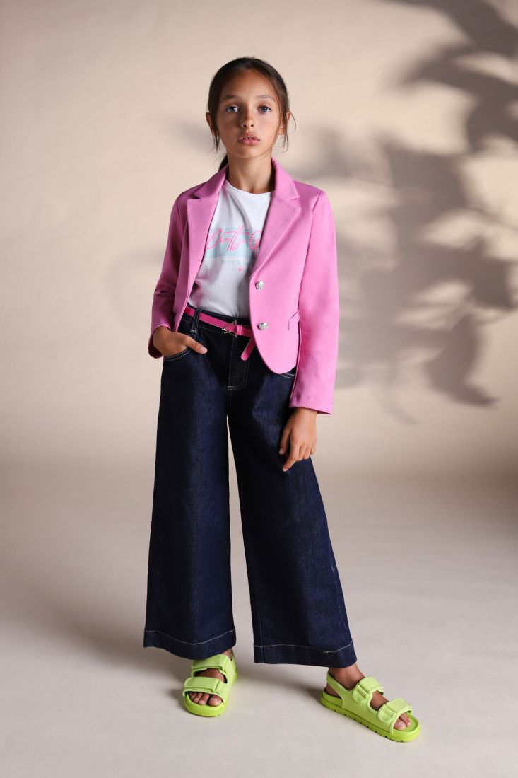 Pantaloni bambina a palazzo monocolour con tasche americane