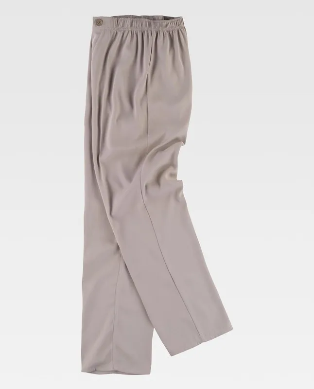 Pantaloni con elastico in vita, chiusura con zip, senza tasche Beige