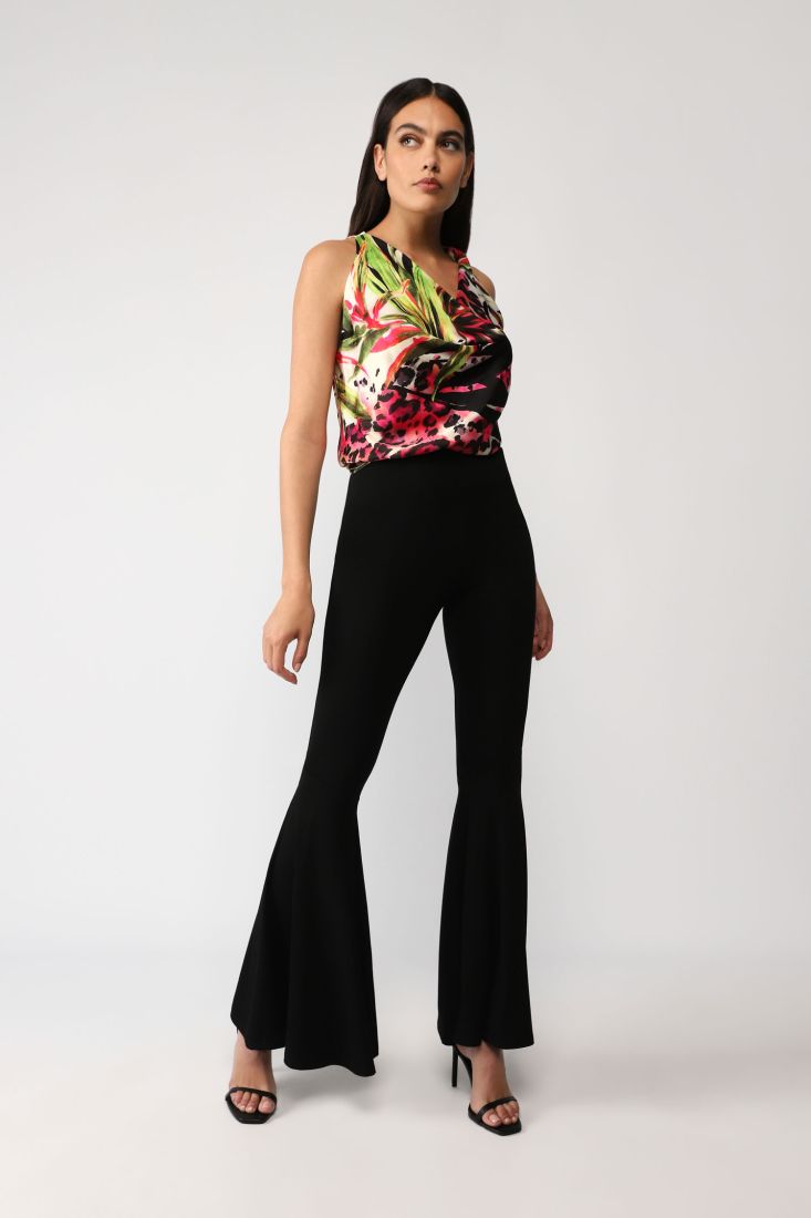 Pantaloni flare monocolour a vita alta