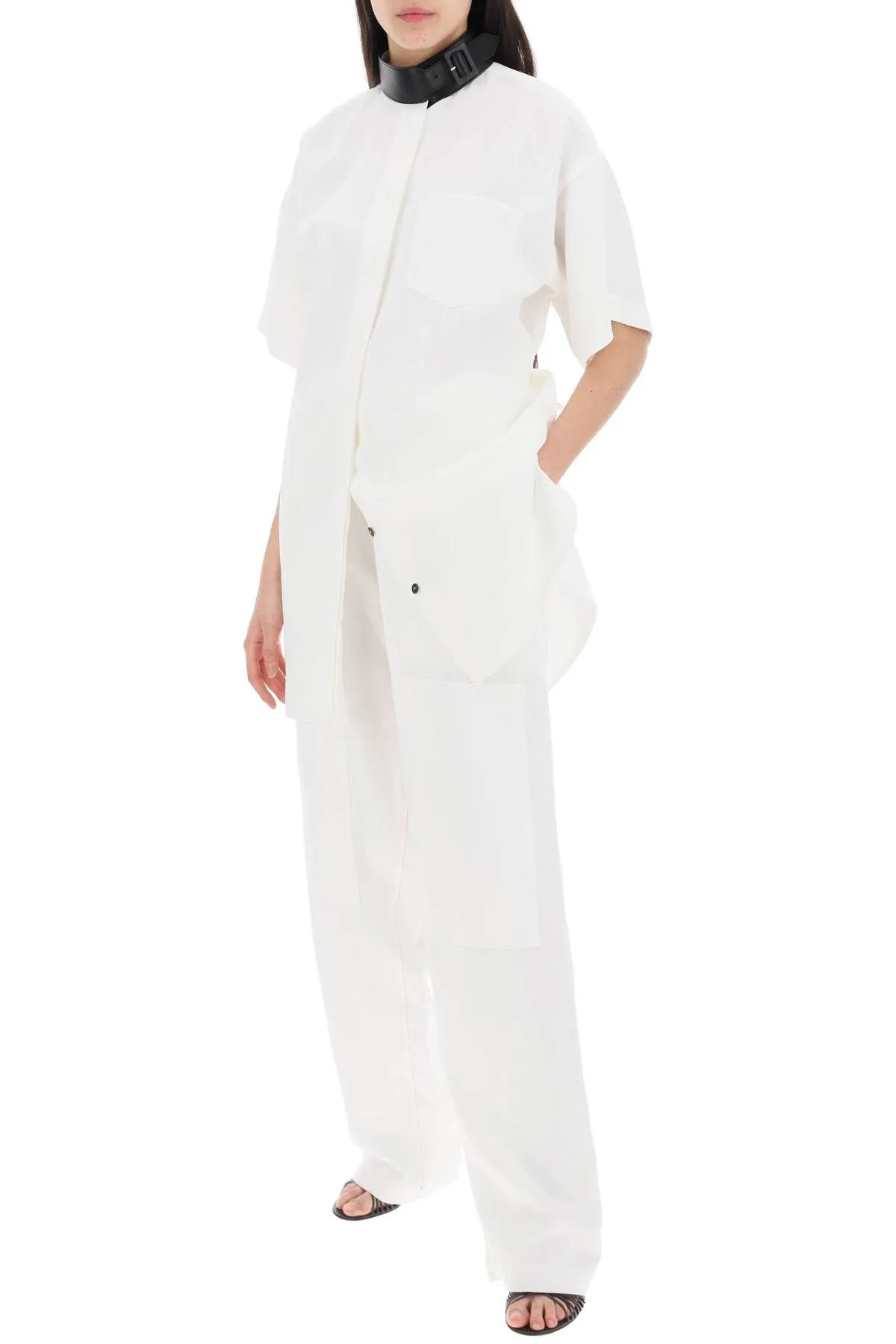 Pantaloni in misto lino con patch