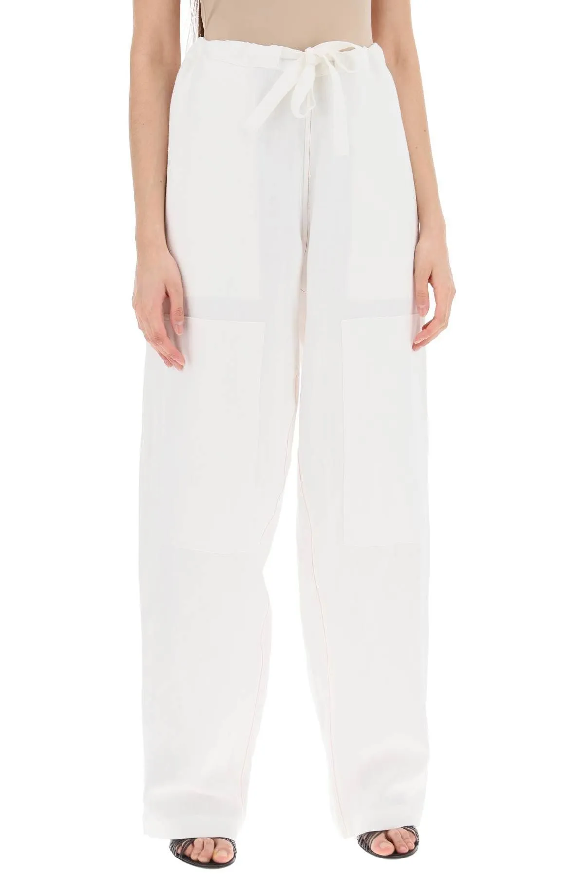 Pantaloni in misto lino con patch