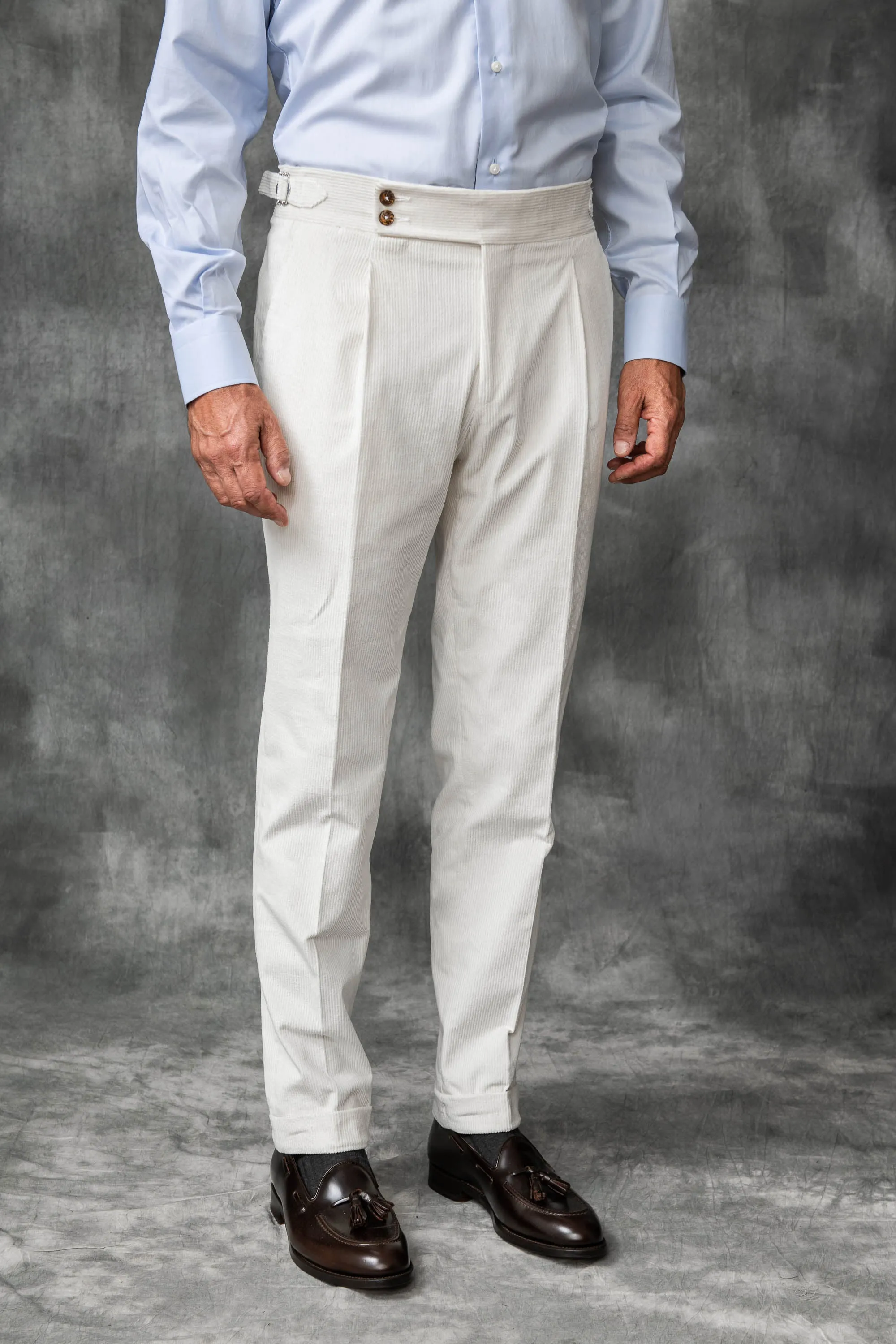 Pantaloni in velluto a coste bianco 