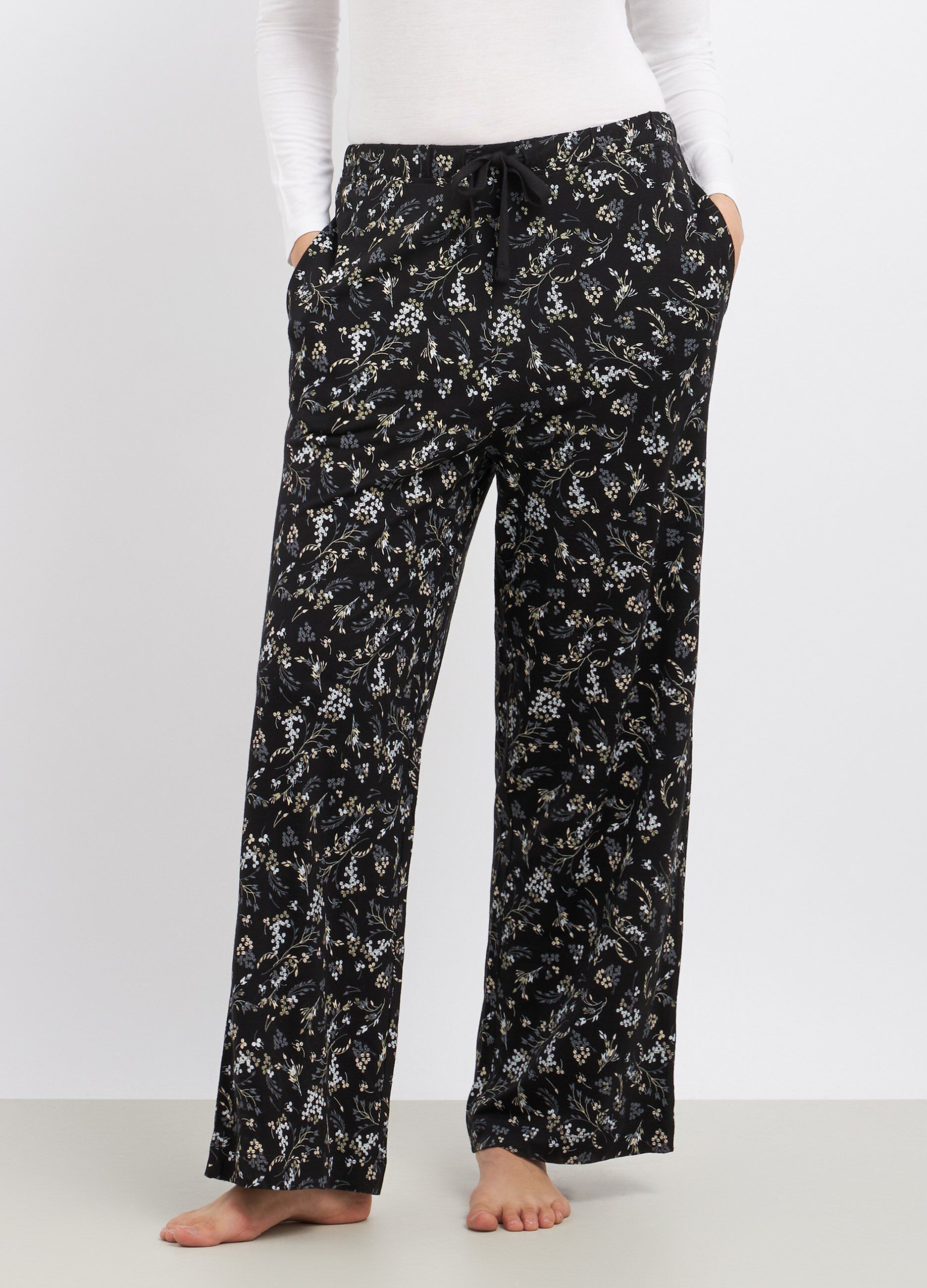 Pantaloni pigiama in pura viscosa con stampa donna