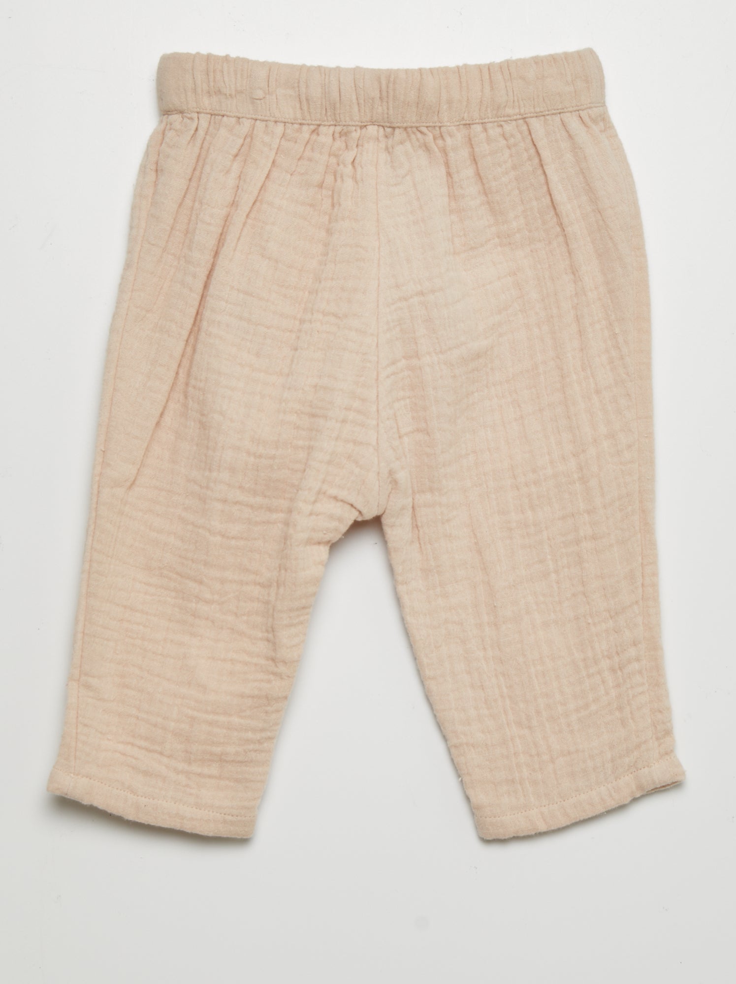 Pantaloni sarouel in garza di cotone - BEIGE