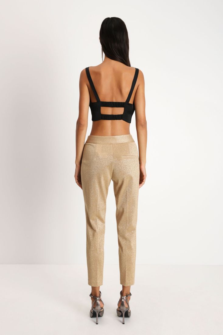 Pantaloni skinny cropped monocolour con piega stirata